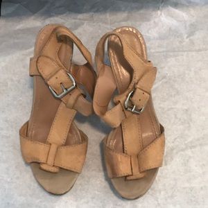 Franco Sarto Cork platforms, tan leather